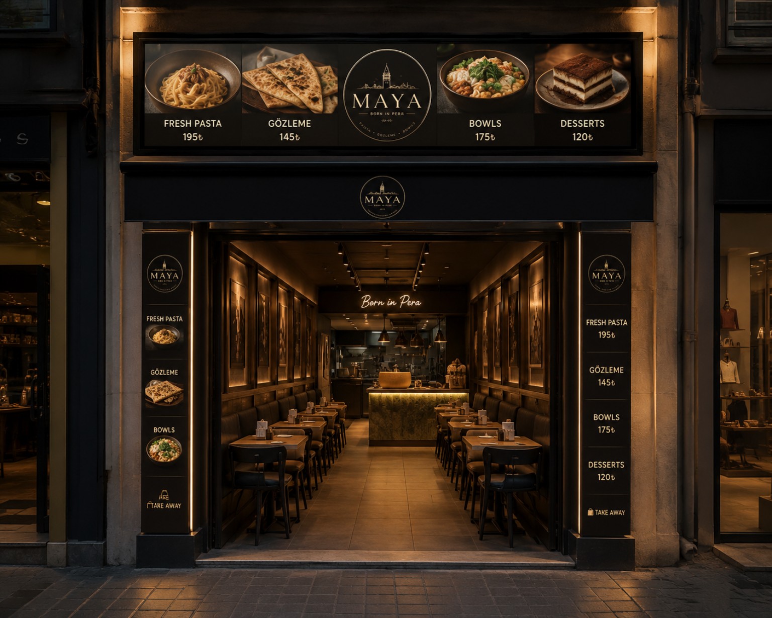 Maya evening facade